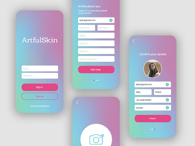 UI/UX onboarding – ArtfulSkin app design application clean minimal mobile mobile app design onboarding tattoo ui ui design user experience user interface ux ux design uxui