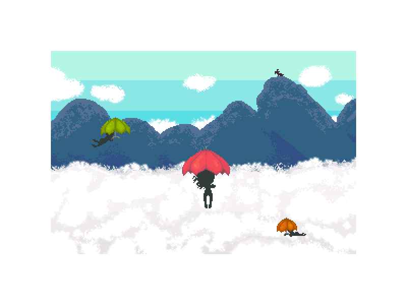 Altitude animation baaaaaaaaaaa clouds dream goat hills kawaii landscape motion mountains pixel art umbrella