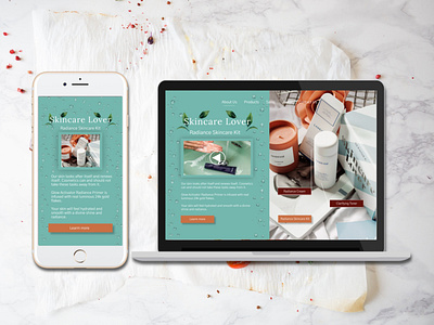 Skincare Brand Website clean design landing page simple ui