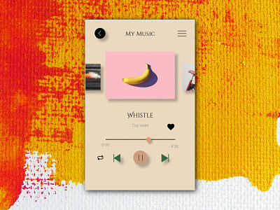 Music Player UI Element app beige black branding clean design iphone landing page login box mobile signup simple ui ux web website