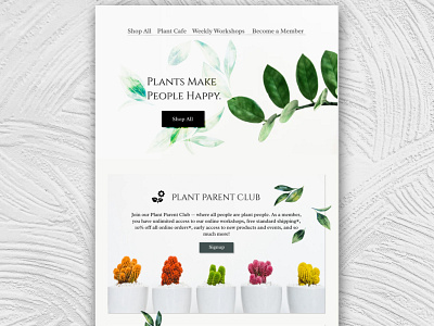 Potted Plants Online Store app branding clean design landing page logo nature signup simple typography ui ux web website