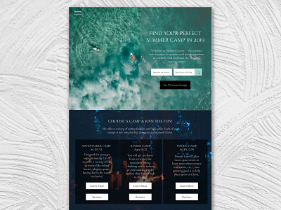 Summer Camp Website branding clean design landing page simple ui website white