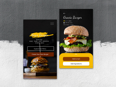 Amy's Burger Mobile Design branding clean design mobile simple ui