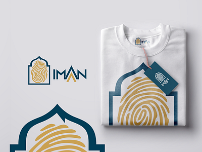 IMAAN Logo Design apparel blue branding design fingerprint gold logo logodesign minimaldesign muslim tshirtlogo