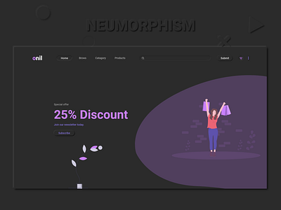Onil UI design ecommerce landing page neumorphism trending ui website design