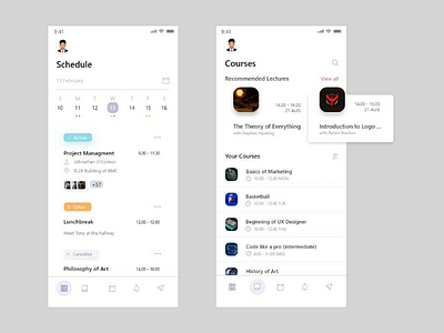 Students_Schedule_calendar logo design mobile 📲 ui design wireframe