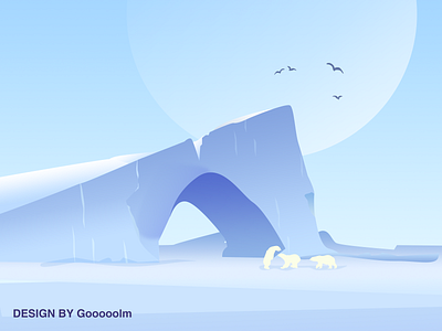 风景1 冰山 北极熊 品牌 插画 设计