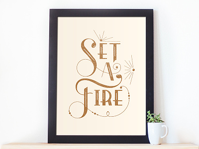 Set A Fire antique curve done draw hand music typography vintage