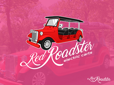 Red Roadster design illustration logo script font