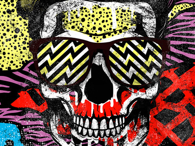 retro rad-core illustration 80s illustration pattern rad core skull