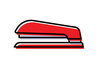 Stapler #1 illustration office swag offset fill red stapler streamline