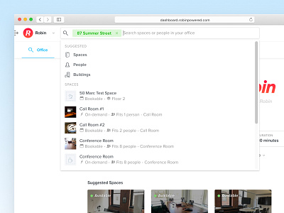 One Search to Rule Them All 🔎 calendars dashboard office spaces robin room scheduling search