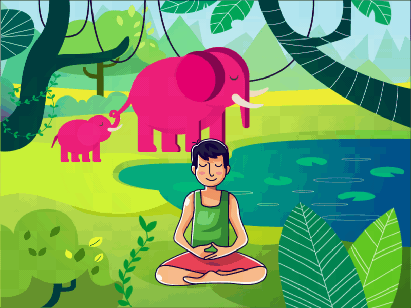 Filesoorati design elephant filesoorati freepik gif iman ghaedi meditation motion graphics pinkelephant ایمان قائدی فیل فیل صورتی مدیتیشن موشن گرافیک