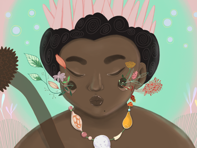 Fijian Lady art contemporary illustration digital fiji nature pastel woman