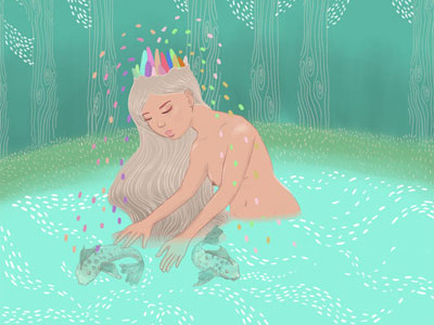 Pisces and Virgo art contemporary illustration digital nature pastel woman
