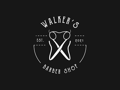 WALKER'S BARBER SHOP - A Barber and Teeth Whitening Shop adobe illustrator barber shop black and white brand identity branding comb graphicdesign lagomaker logo logo designer logo inspiration logodesign logotype salon scissor teeth whitening vintage logo