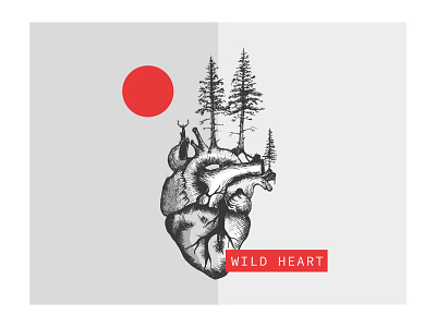 WILD HEART clean czech deer design hand drawn handmade heart illustration illustrator nature ui vector weekly warm up wild
