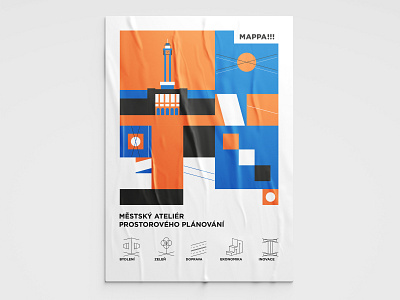 Poster for architect project city clean czech design flat illustration illustrator minimal ostrava space typography ui vector