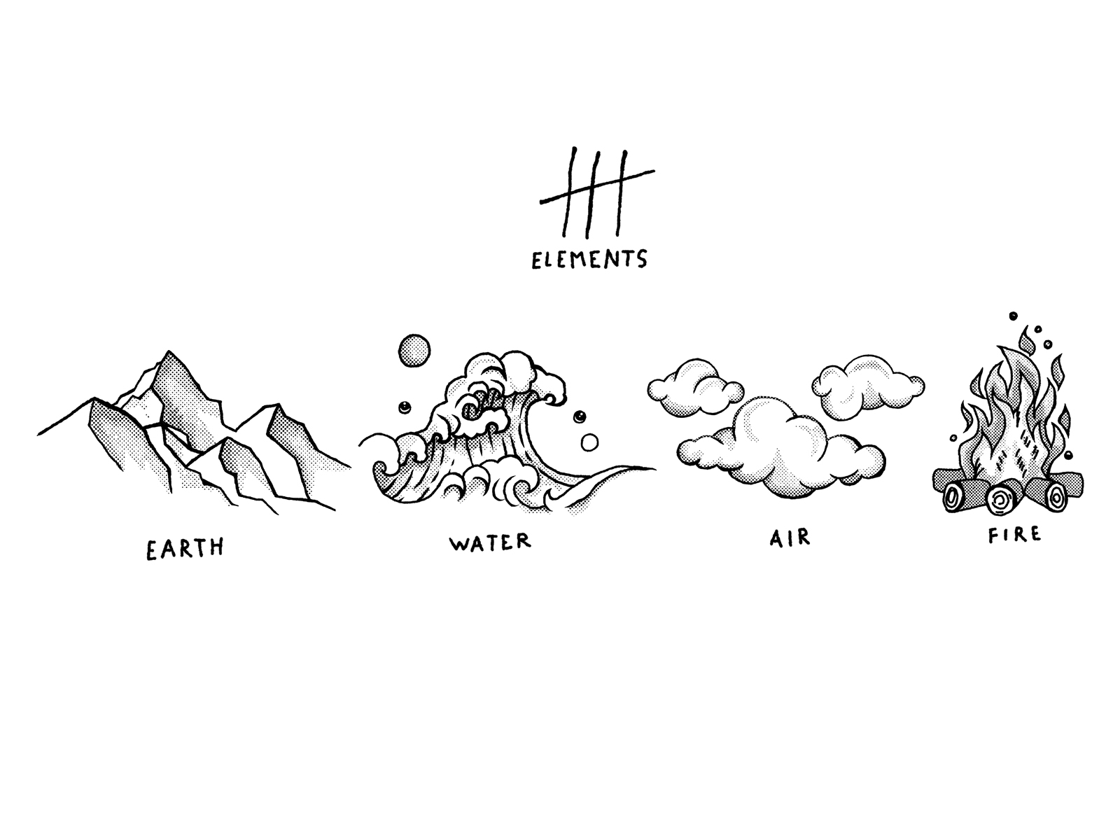 4 elements drawing