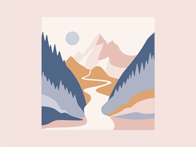 Trail to the Top clean design flat illustration illustrator minimal mountains nature sky vector