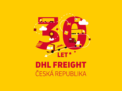 30 years of DHL Freight logo 30years anniversary branding clean delivery design dhl flat illustration illustrator logo minimal trucks vector
