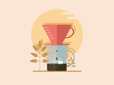 V60 filer coffee clean coffee coffee cup design flat illustration illustrator minimal nature ui v60 vector web