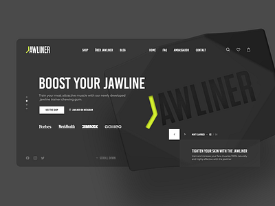 🍋 JAWLINER concept 🍋 360 3d modeling branding chewing gum clean design futuristic gum happy happylemon jawline jawliner landing lemon minimalist modern shop shopify webdesign