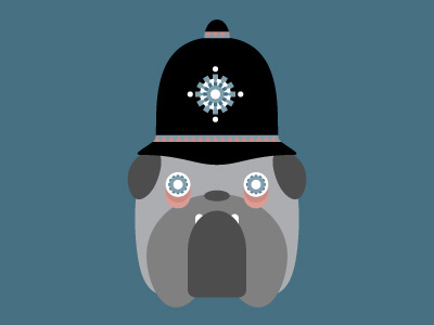 Police Dog bulldog character comic dog eyes helmet illustration philistone police untold method weird