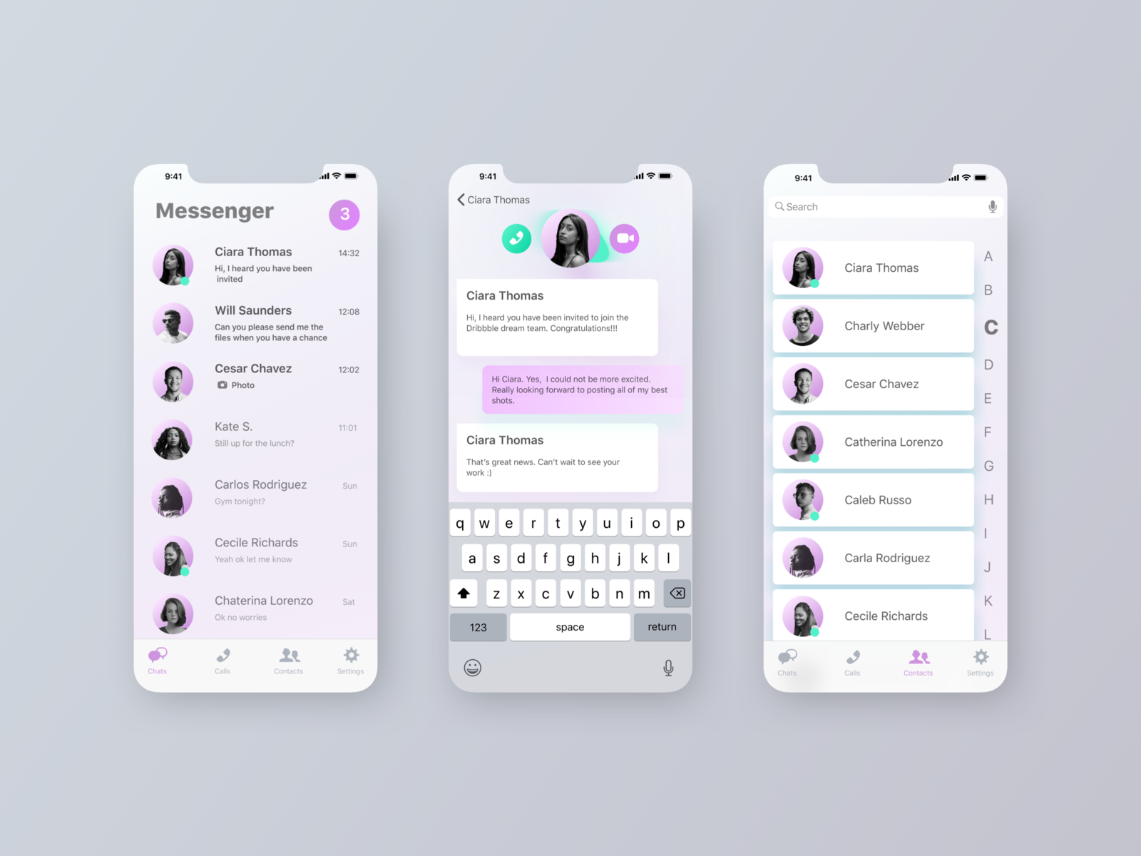 Chat app concept by Janis Gulbis on Dribbble