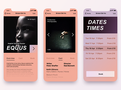 Plays app application book booking design mobile play plays theatre typography ui ux ux ui vector web