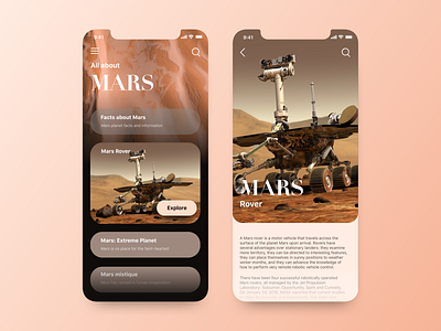 Planet Explorer App Concept/Mars app design graphics icons ios mars mobile solar system space ui ux web
