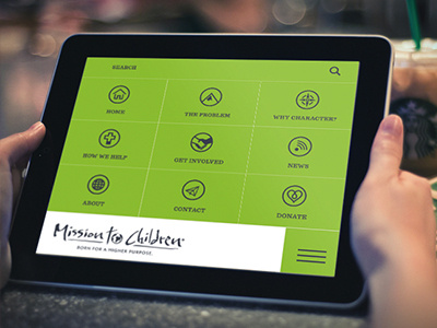 Mission To Children - 01 icon icon system ipad navigation non profit responsive tablet ui ux zach travis zack travis zack travis design