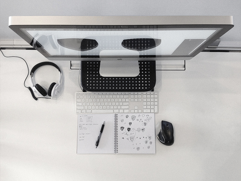 Personal Brand - WIP brand logo sketch setup shield wip zach travis mac zack workspace desk zack travis