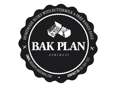 Bak Plan Logo black white design homemade logo small business typography