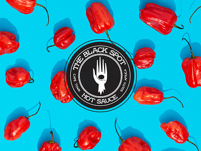 The Black Spot Hot Sauce chillies design food hand stamp hot sauce logo logo design stamp typography