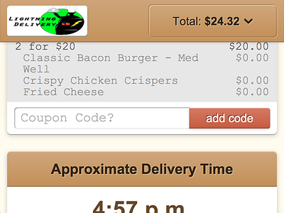 WISDOM Checkout - Order Review checkout coupon delivery menu mobile responsive web app