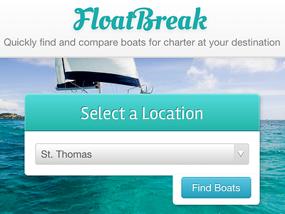FloatBreak.com background photo boating home page sailing web app web design