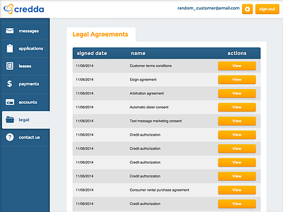 Credda Customer Interface