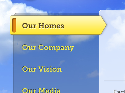 Subnav - Mundi Homes interface navigation ui web design website