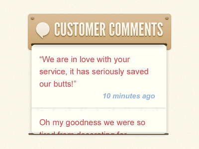 WISDOM - Customer Comments comments debossed depth feed gothic paper web