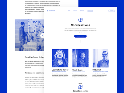 Introducing Conversations on DesignBetter.Co clean designbetter invision landing page website layout ui ux