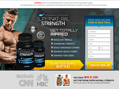 Landing Page Desing for Gym Product gym landing page muslce man psd design ui design