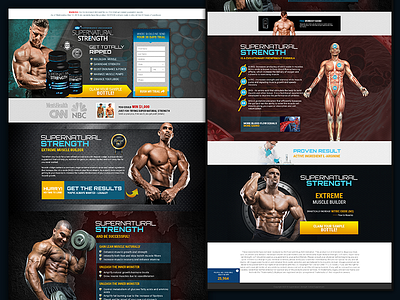 Landing Page Design for Muscle Product gym landing page muslce man psd design ui design