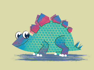 A little stegosaurus children dino for illustration little smile