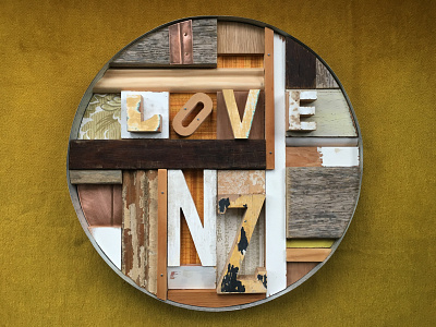Love NZ - 1 architrave contemporary art copper kauri mahogany oak peeling paint pine recycled wood rims
