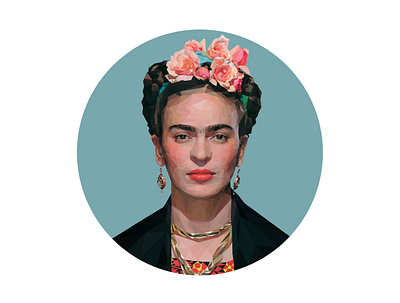 Frida Kahlo - Low Poly Portrait artist contemporary art illustration low poly art lowpoly