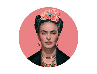 Frida Kahlo - Low Poly Illustration - Watermelon Variant artwork design frida kahlo illustration low poly art low polygon vector