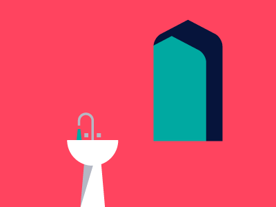 Sink & Window faucet geometric illustration plumbing sink water window