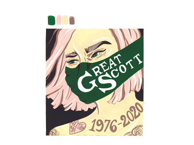 RIP Great Scott design gouache handlettering illustration music painting portrait poster