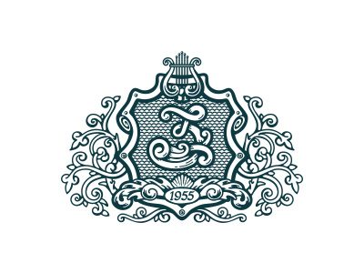 Zemcov coat of arms crest family floral ornament heraldry illustration lyre monogram shield waves
